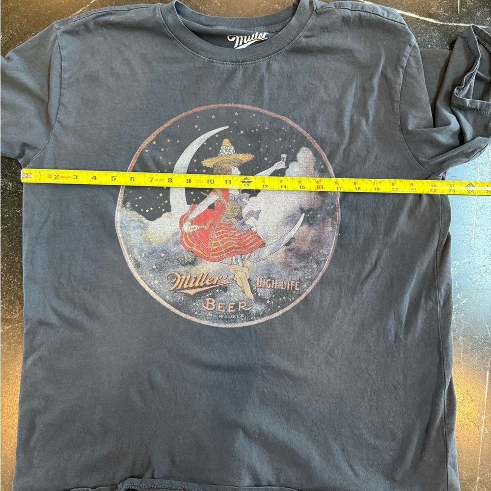 Lucky Brand SMALL Miller High Life Black Graphic Oversized Tee - Picture 6 of 9